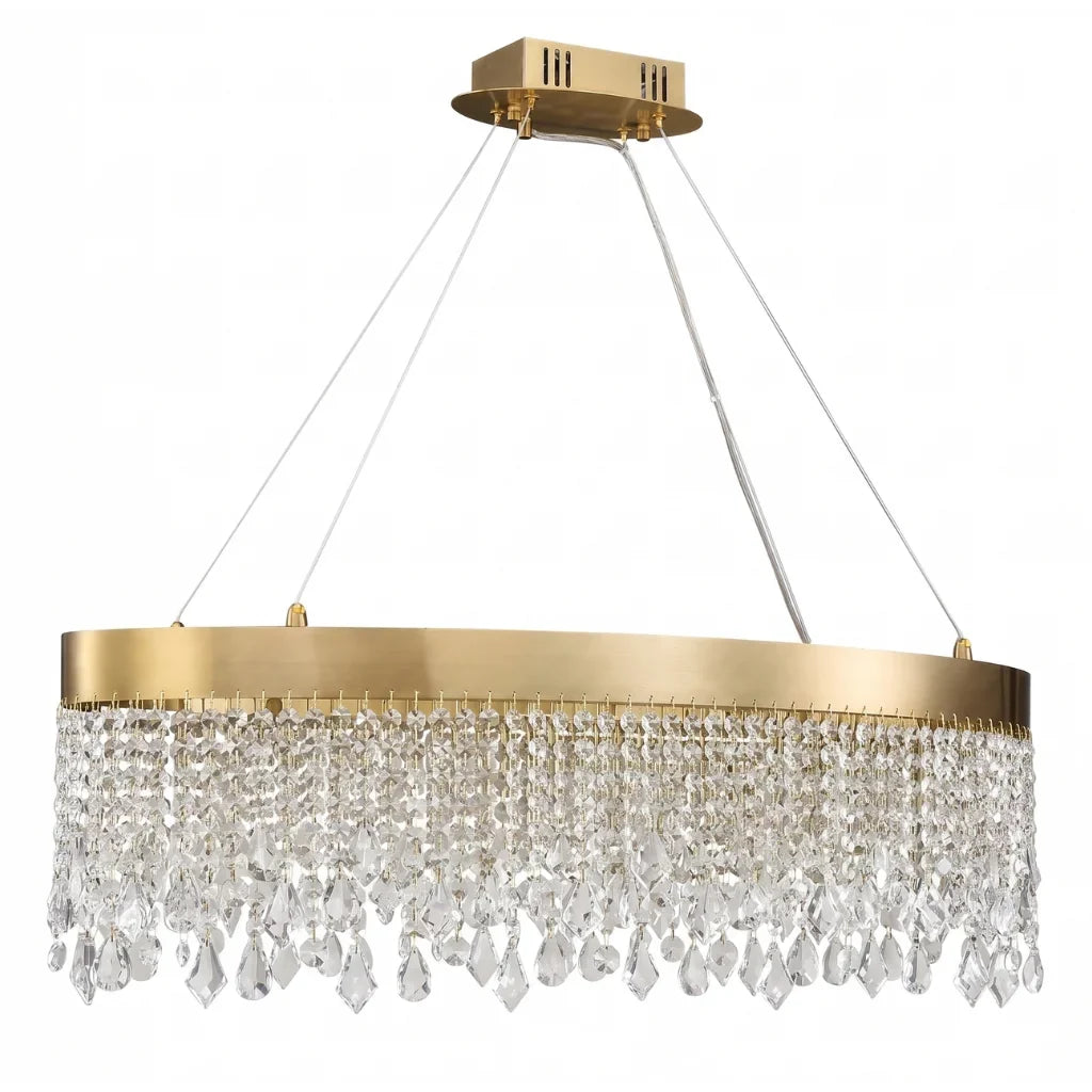 Zara Oval Crystal LED Pendant Light for Dining Room & Kitchen Island
