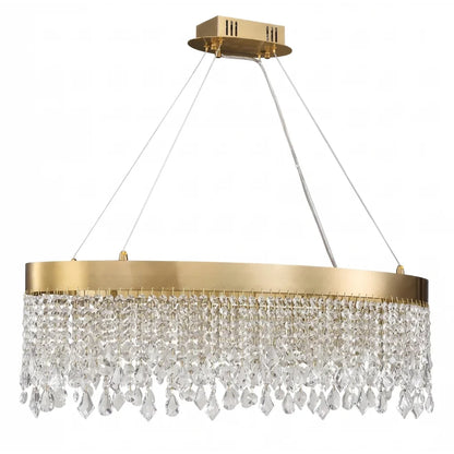 Zara Oval Crystal LED Pendant Light for Dining Room & Kitchen Island