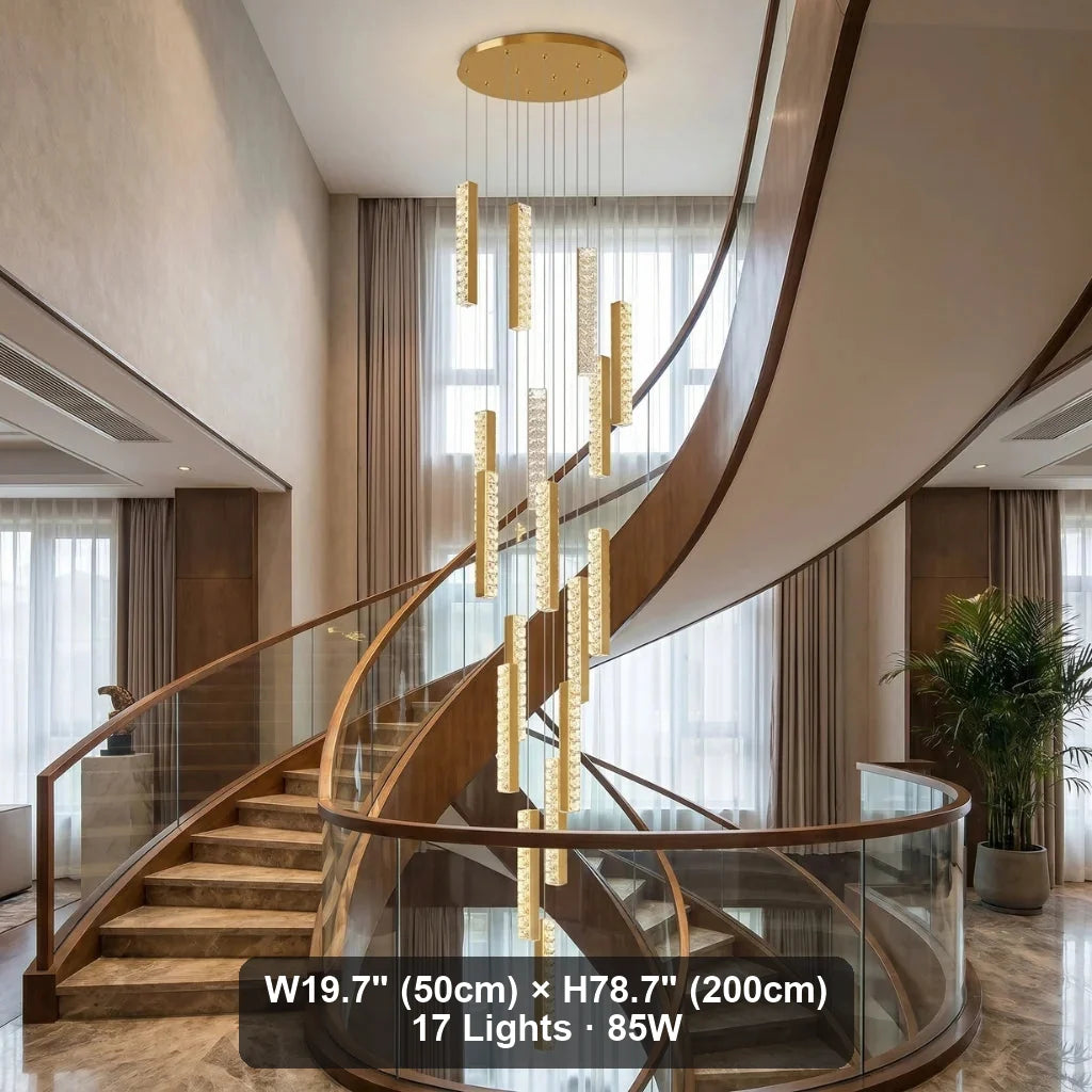 Viva Modern Crystal Staircase Chandelier for Tall Foyers & Stairwells