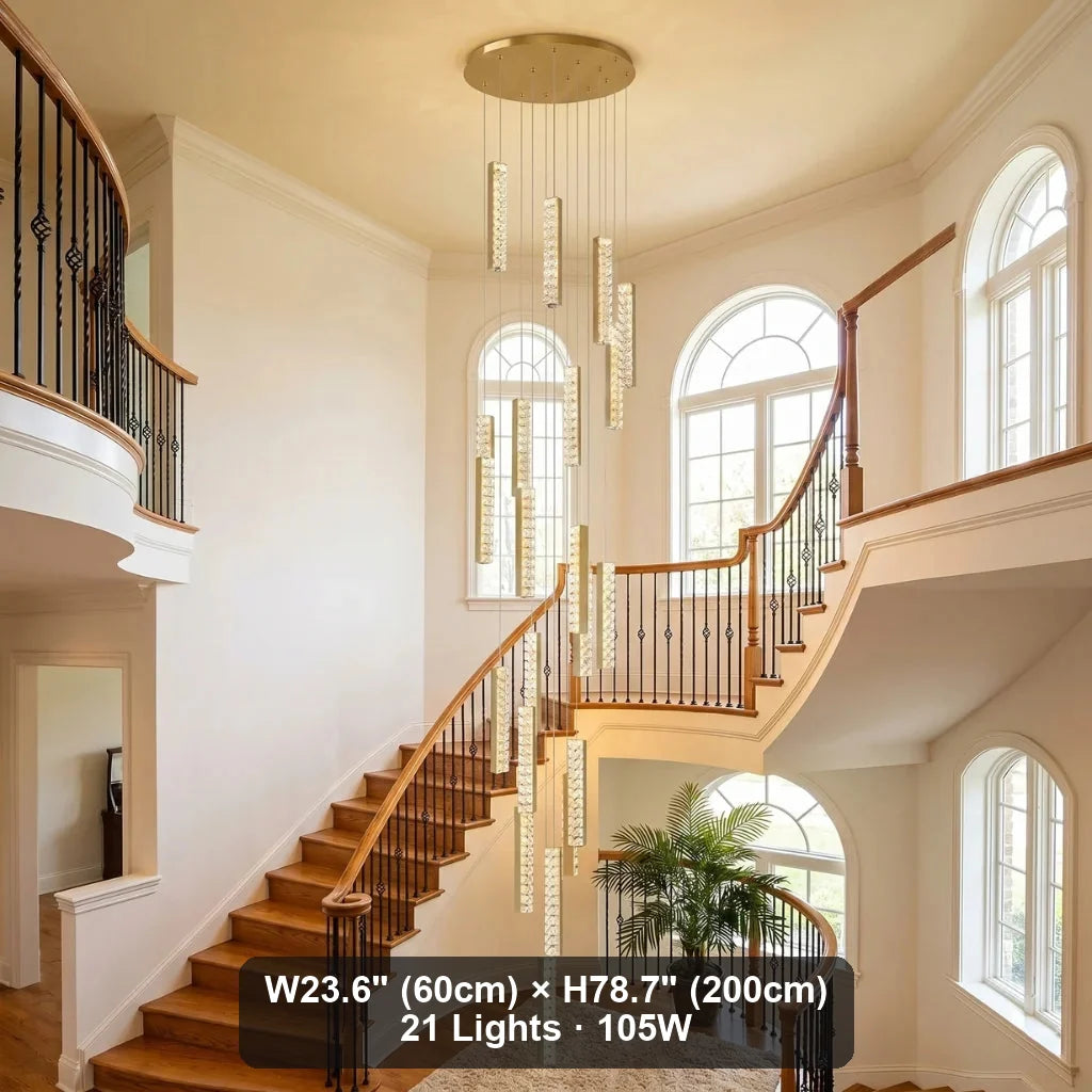 Viva Modern Crystal Staircase Chandelier for Tall Foyers & Stairwells