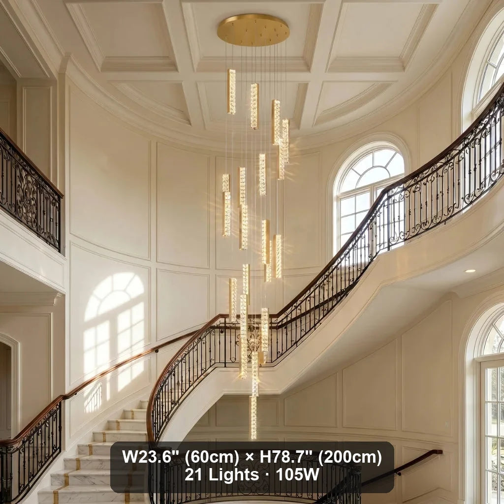 Viva Modern Crystal Staircase Chandelier for Tall Foyers & Stairwells