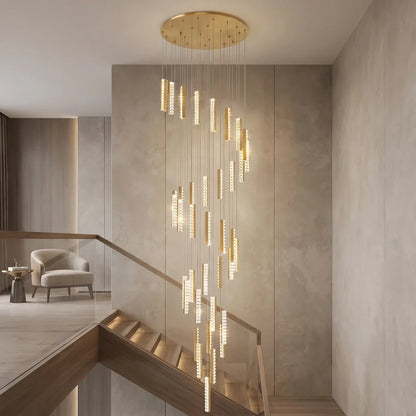Viva Modern Crystal Staircase Chandelier for Tall Foyers & Stairwells