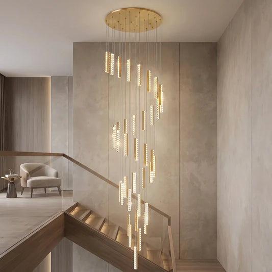 Viva Modern Crystal Staircase Chandelier for Tall Foyers & Stairwells