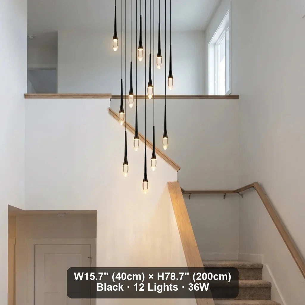 Nylis Spiral LED Crystal Staircase Chandelier for Tall Foyers & Stairwells