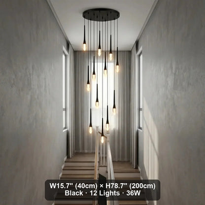 Nylis Spiral LED Crystal Staircase Chandelier for Tall Foyers & Stairwells