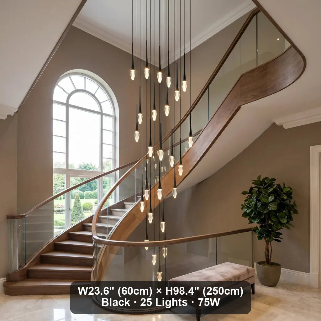 Nylis Spiral LED Crystal Staircase Chandelier for Tall Foyers & Stairwells