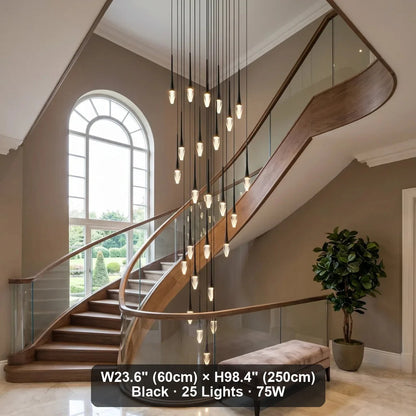 Nylis Spiral LED Crystal Staircase Chandelier for Tall Foyers & Stairwells