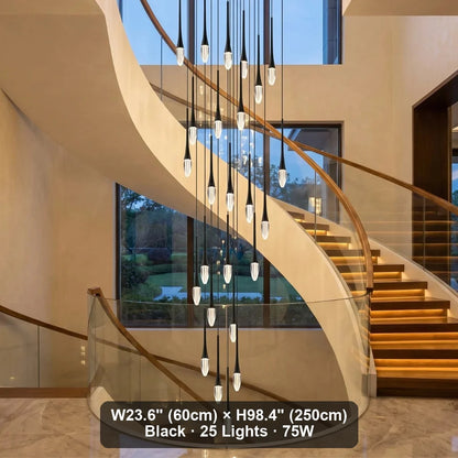 Nylis Spiral LED Crystal Staircase Chandelier for Tall Foyers & Stairwells