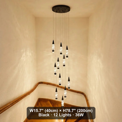 Elira Spiral LED Crystal Staircase Chandelier for Tall Foyers & Stairwells