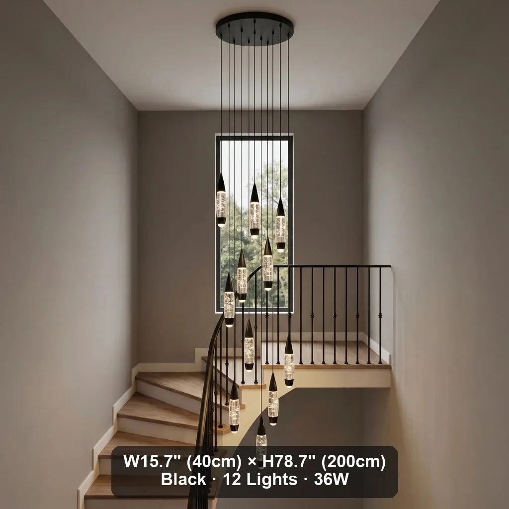 Elira Spiral LED Crystal Staircase Chandelier for Tall Foyers & Stairwells