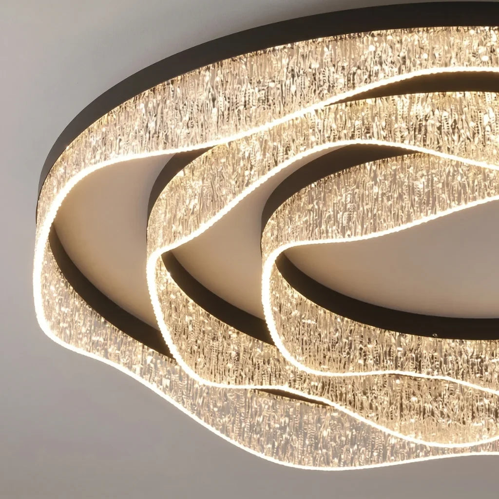 Selor Modern LED Crystal-Effect Resin Ceiling Light for Living Room & Bedroom