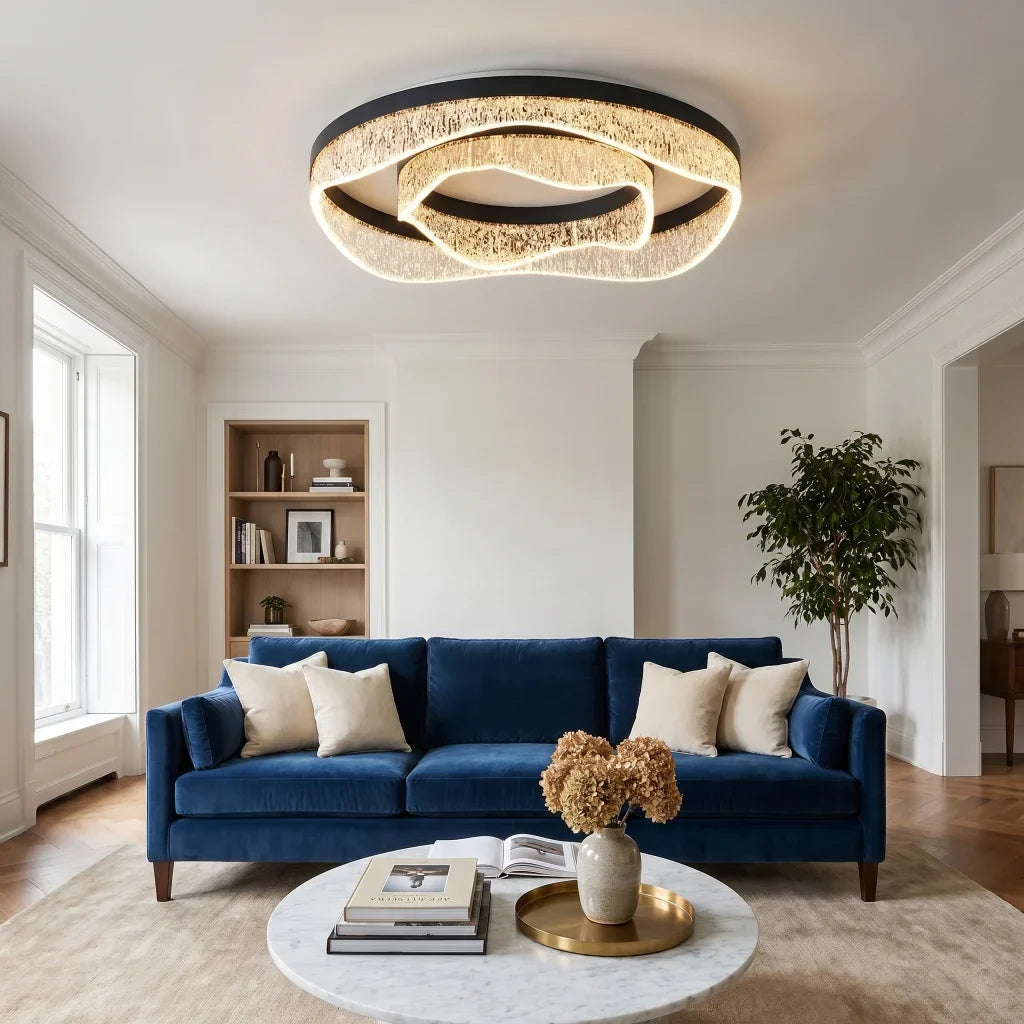Selor Modern LED Crystal-Effect Resin Ceiling Light for Living Room & Bedroom