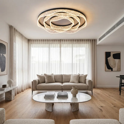 Selor Modern LED Crystal-Effect Resin Ceiling Light for Living Room & Bedroom
