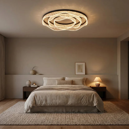 Selor Modern LED Crystal-Effect Resin Ceiling Light for Living Room & Bedroom