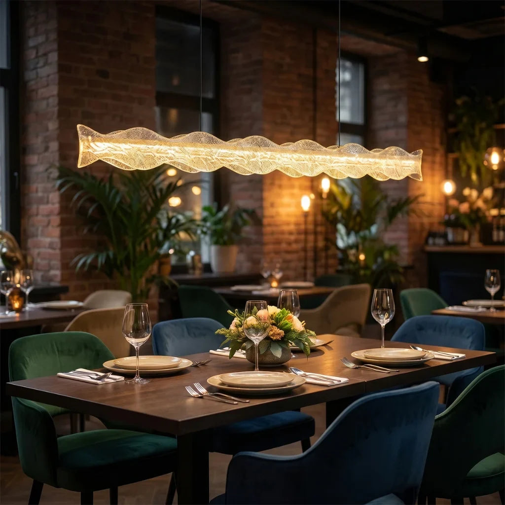 Soren Modern LED Crystal-Effect Resin Pendant Light for Dining Room
