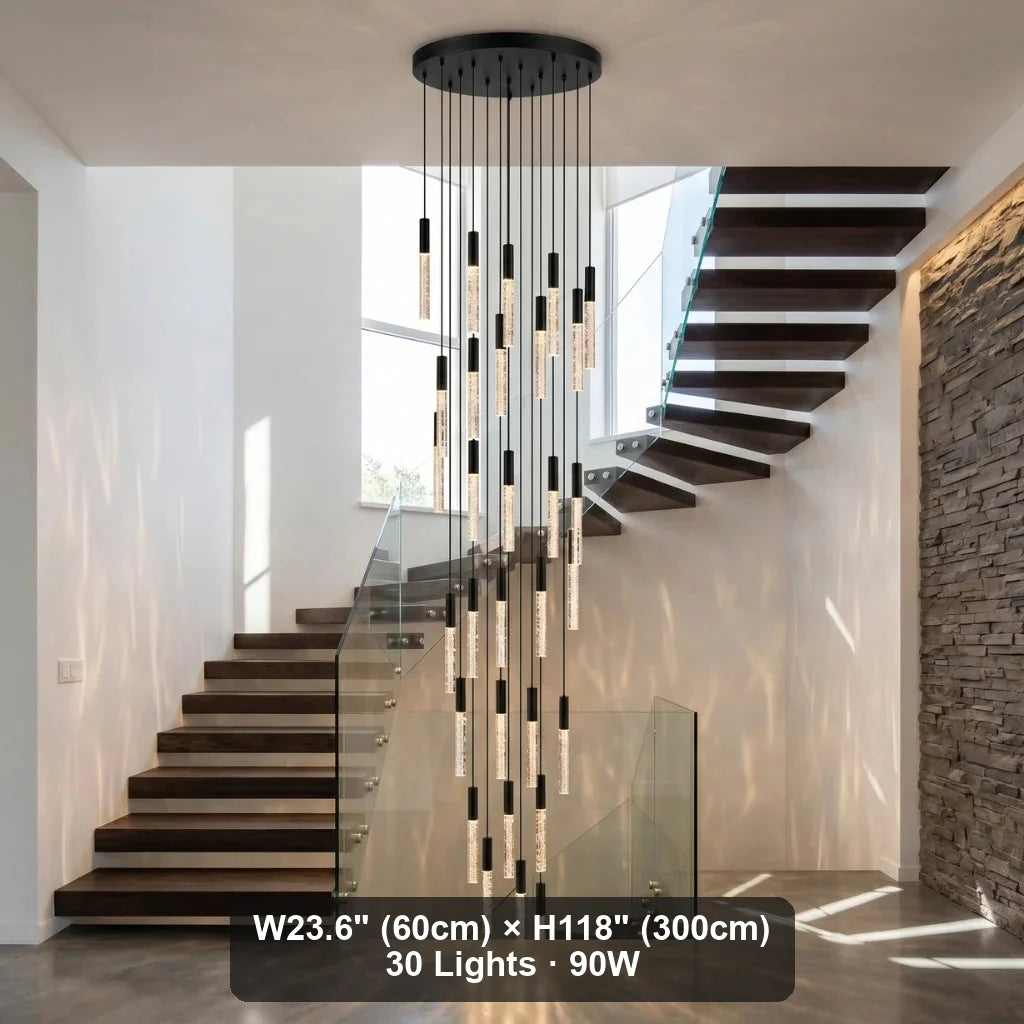 Lirix Spiral LED Crystal Staircase Chandelier for Tall Foyers & Stairwells