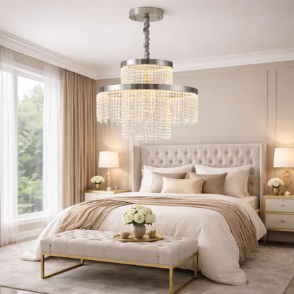 Rysa Luxury Chrome Crystal Chandelier for Living Room & Dining Room