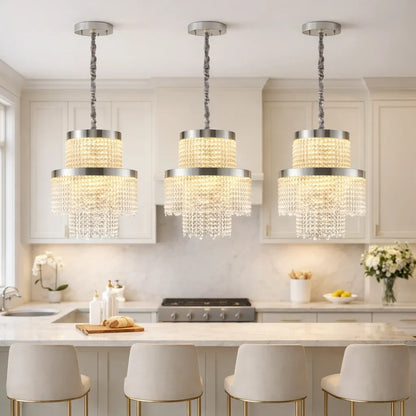 Rysa Luxury Chrome Crystal Chandelier for Living Room & Dining Room