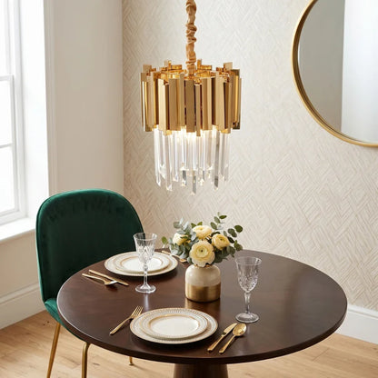 Astra Small Gold/Chrome Crystal Pendant Light for Dining Room & Kitchen Island