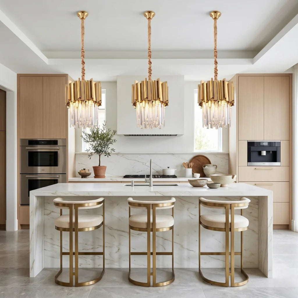 Astra Small Gold/Chrome Crystal Pendant Light for Dining Room & Kitchen Island