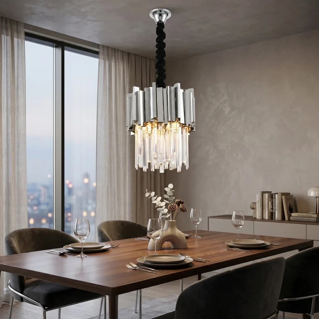 Astra Small Gold/Chrome Crystal Pendant Light for Dining Room & Kitchen Island