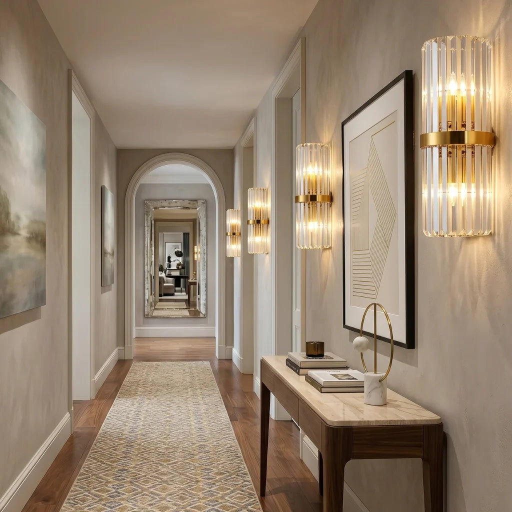 Cilo Gold Crystal Wall Sconce for Bedroom, Living Room & Hallway