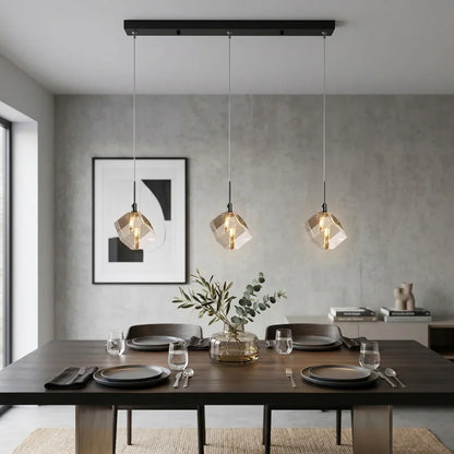 Core Black Modern Crystal Pendant Light for Kitchen Island & Dining Room