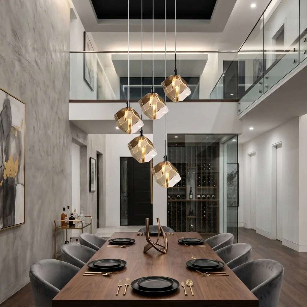 Core Black Modern Crystal Pendant Light for Kitchen Island & Dining Room