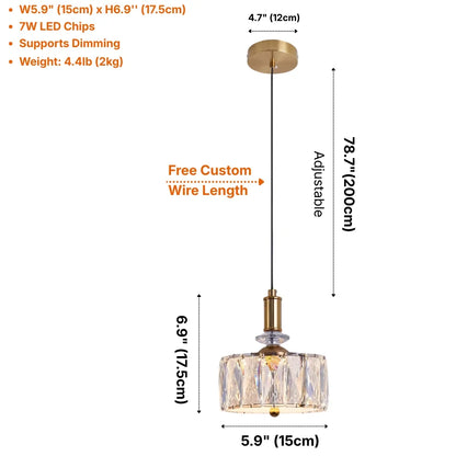 Elora LED Crystal Pendant Light Modern Black Small Crystal Chandelier