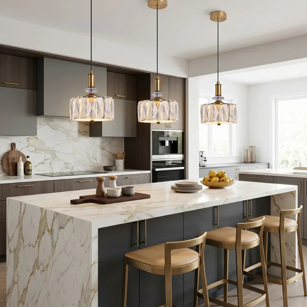 Elora LED Crystal Pendant Light Modern Black Small Crystal Chandelier