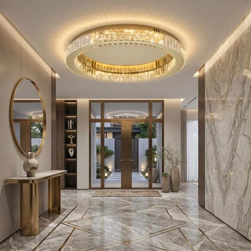 Nebula Modern Gold Crystal Ceiling Light for Living Room & Bedroom